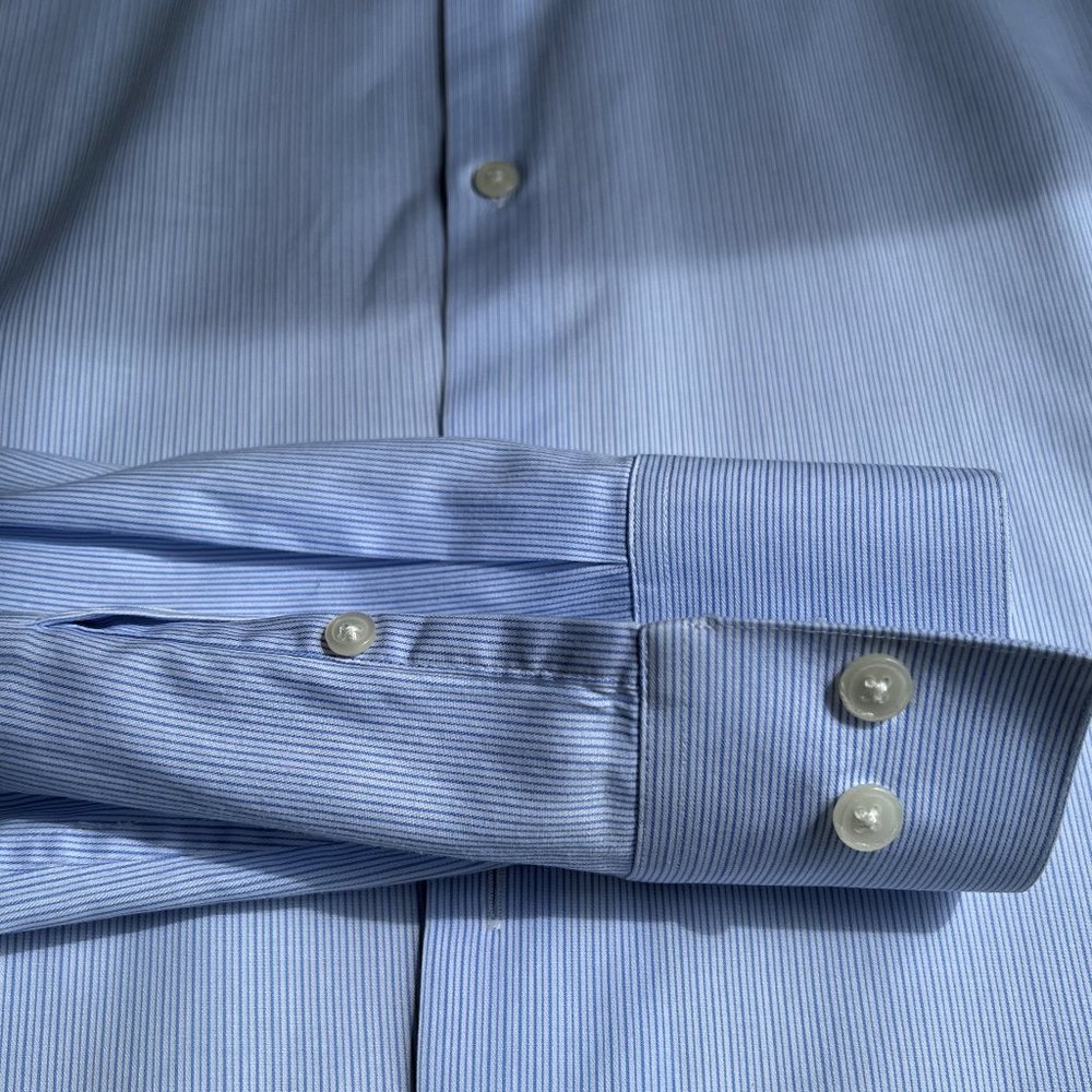 Theory men's shirt, neck size: 14.5 inches, regular fit, blue pin striped
